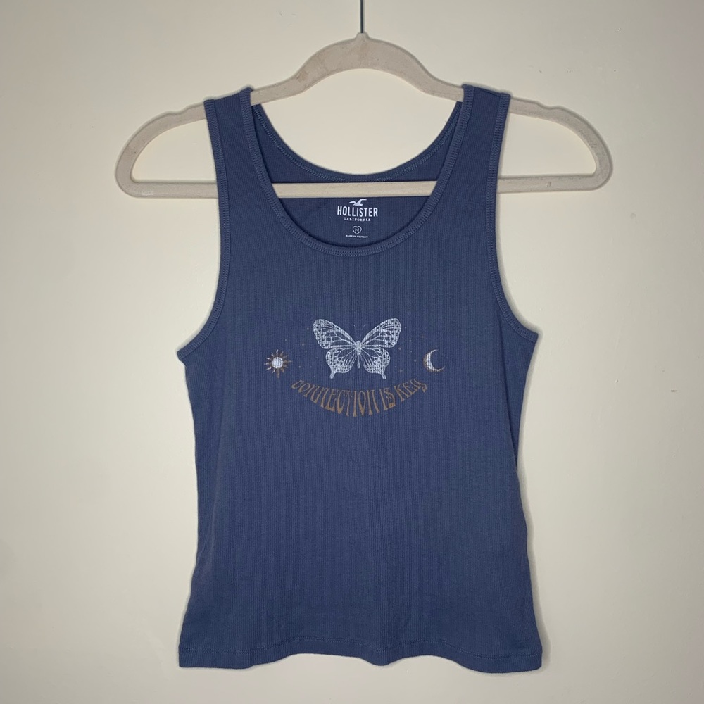 Hollister Blue Butterfly Tank Top